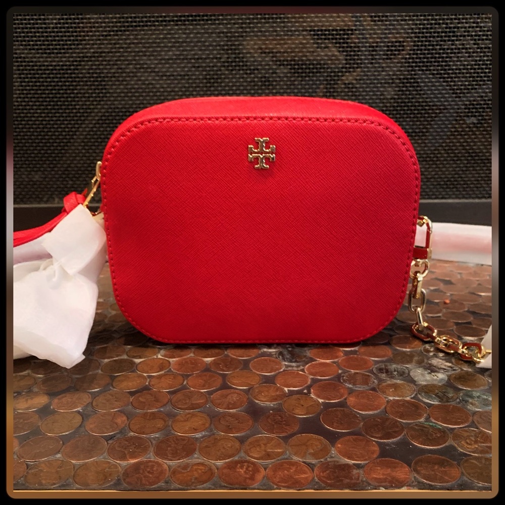 TORY BURCH Kir Royale Emerson Round Saffiano Leather Crossbody Bag